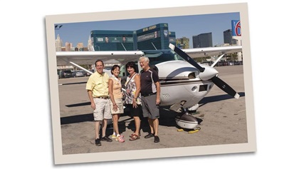 Greg and Jean with Lise and Marcel at Las Vegas’s McCarran International Airport.