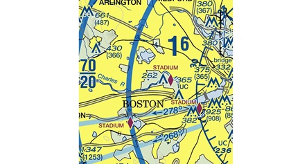 A red diamond symbol indicates a location where a TFR will be in effect during an event attracting a large assembly of people.