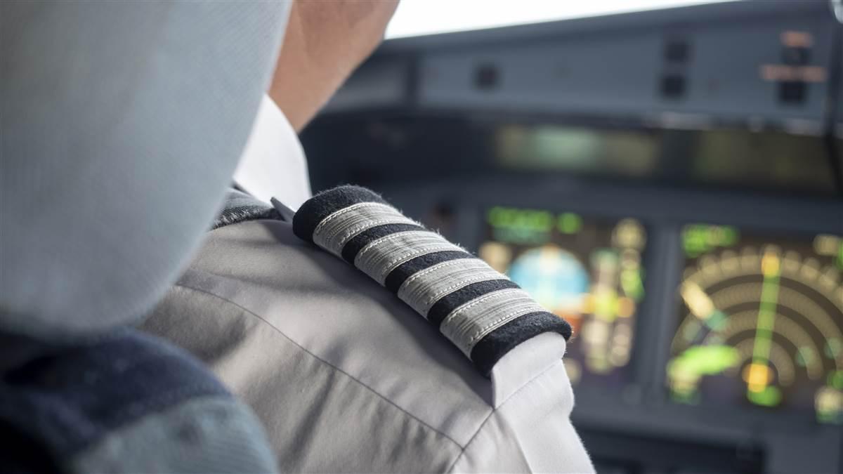 Captain epaulet - shoulder of a jet airliner pilot in command