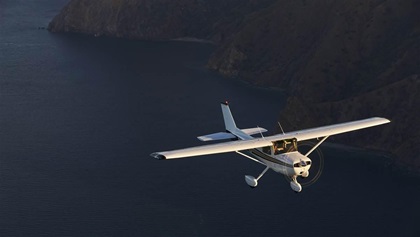 Aerial photography of Rod Machado flying his 1972 Cessna 150 from Chino Airport to Catalina Island.Chino Airport (CNO)Chino, CA USA