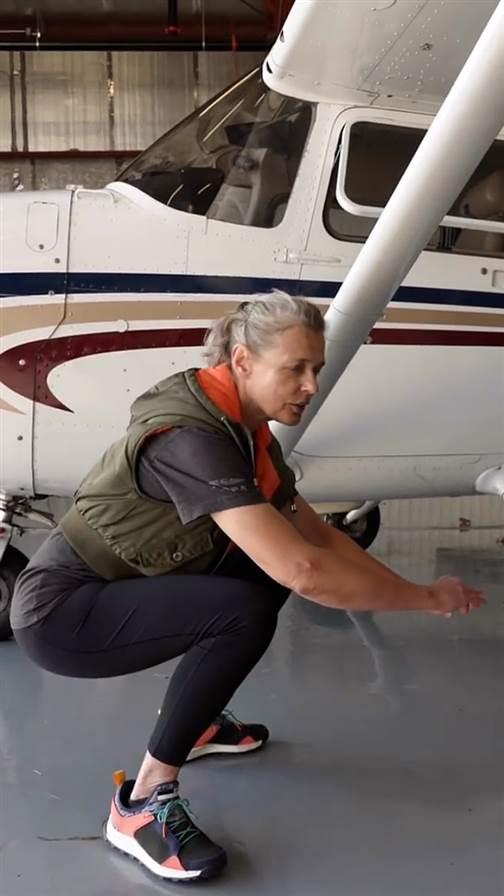 AOPA Media Production Specialist and self-proclaimed “gym rat” @sylviaschneiderhorne demonstrates how to safely move an airplane by hand.
