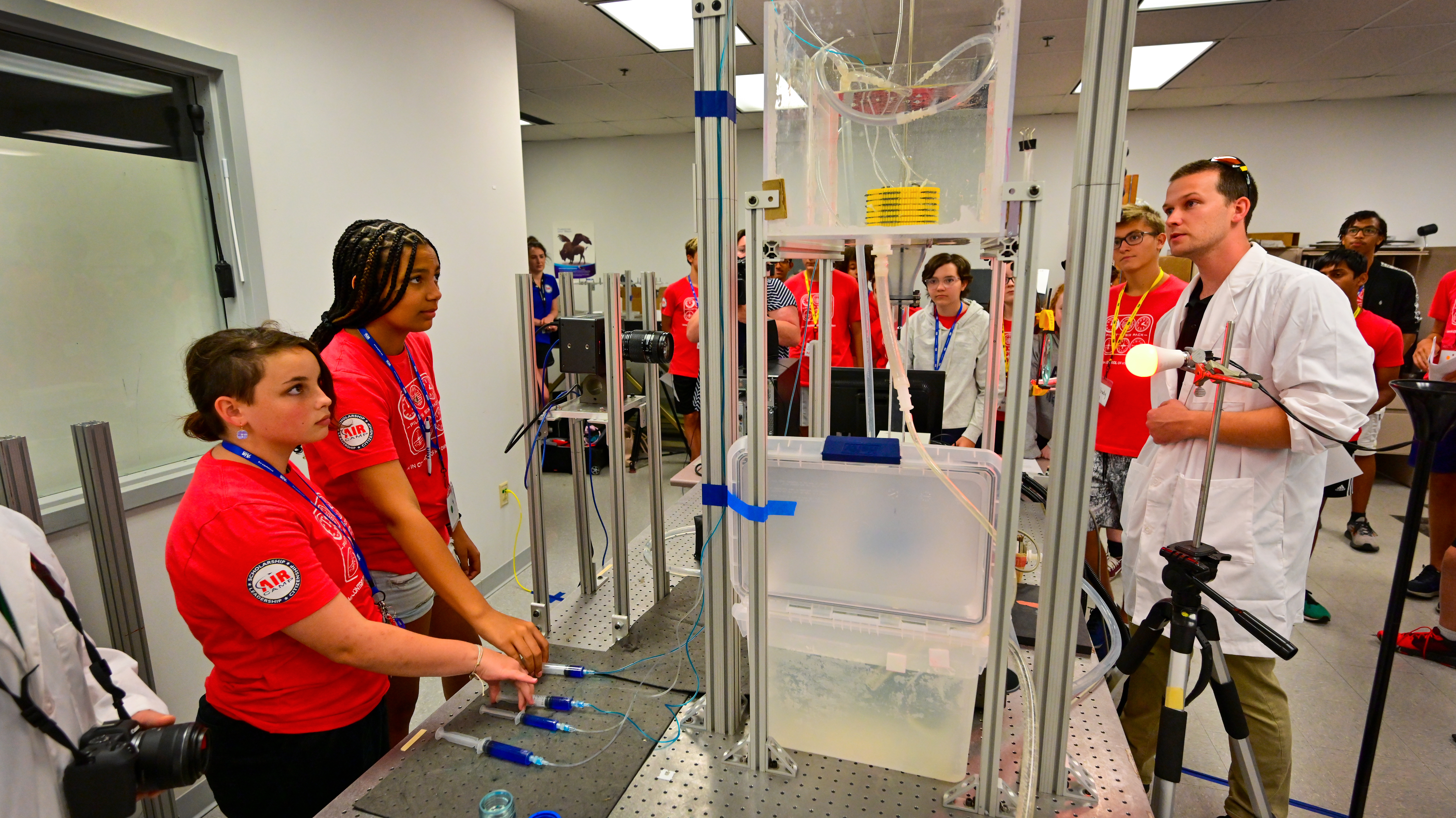 Samuel Martinez-Johnson experiences a simulator flight. "I've always wanted to be a pilot," he said. "This is so cool."