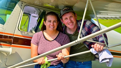 Pilots Michelle and Patrick Walker take pride in ownership of their first aircraft, a 1948 Cessna 140, that they purchased shortly after getting married, as seen in Frederick, Maryland, May 15, 2023. Photo by David Tulis.
