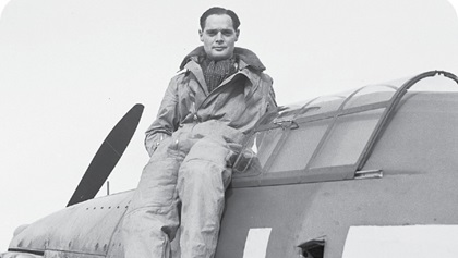 After losing both legs in an airplane crash in 1931, Bader went on to command a squadron flying Hurricanes and Spitfires in the Royal Air Force during Word War II.