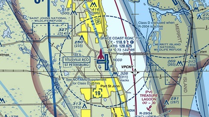 VFR sectional surrounding TIX.