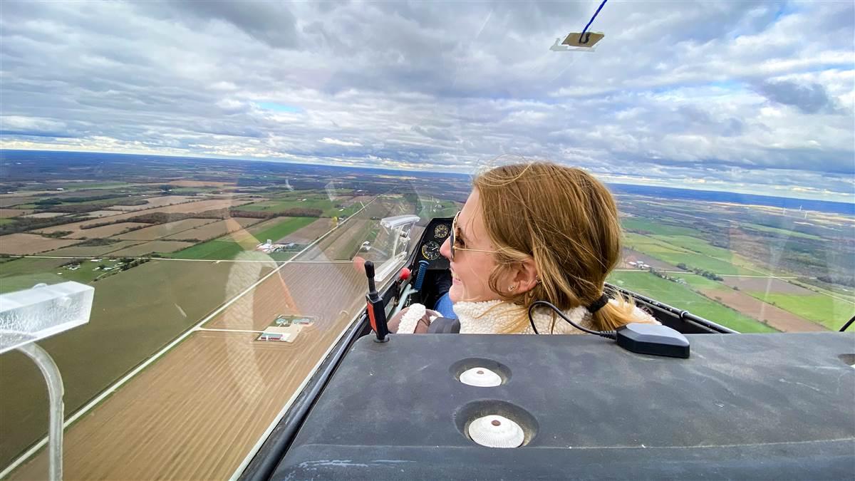 Emily Peelar takes off in her aviation journey by learning to fly in a glider. Photography courtesy of Emily Peelar Emily Peelar takes off in her aviation journey by learning to fly in a glider. Photography courtesy of Emily Peelar