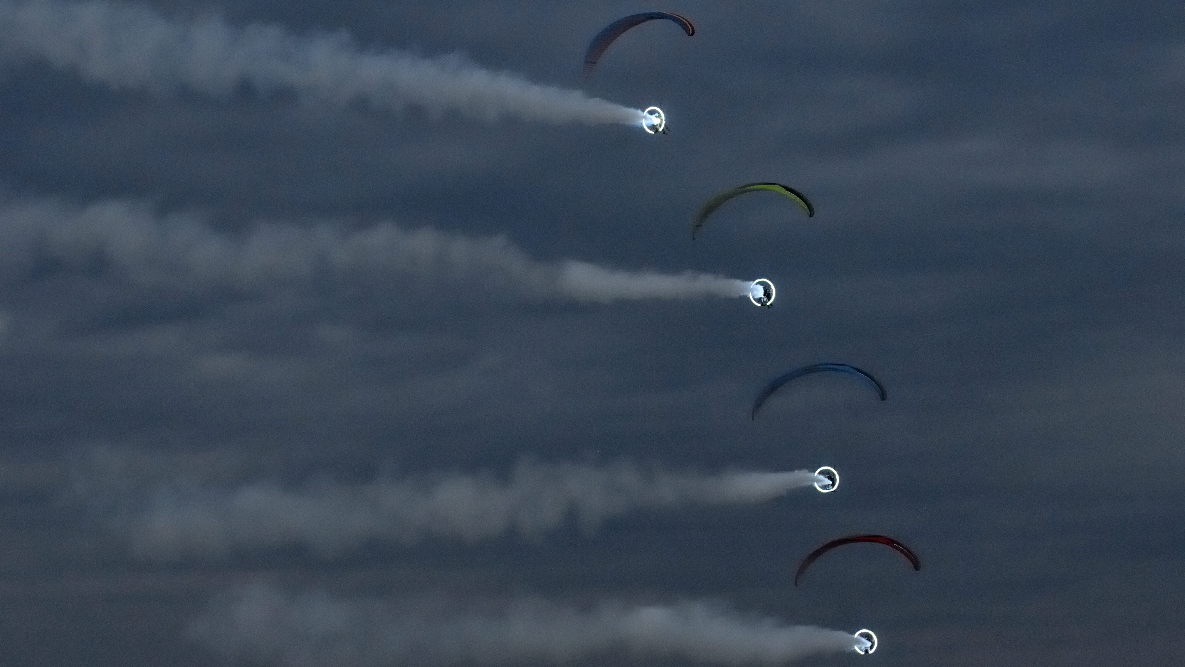 Flying powered paragliders