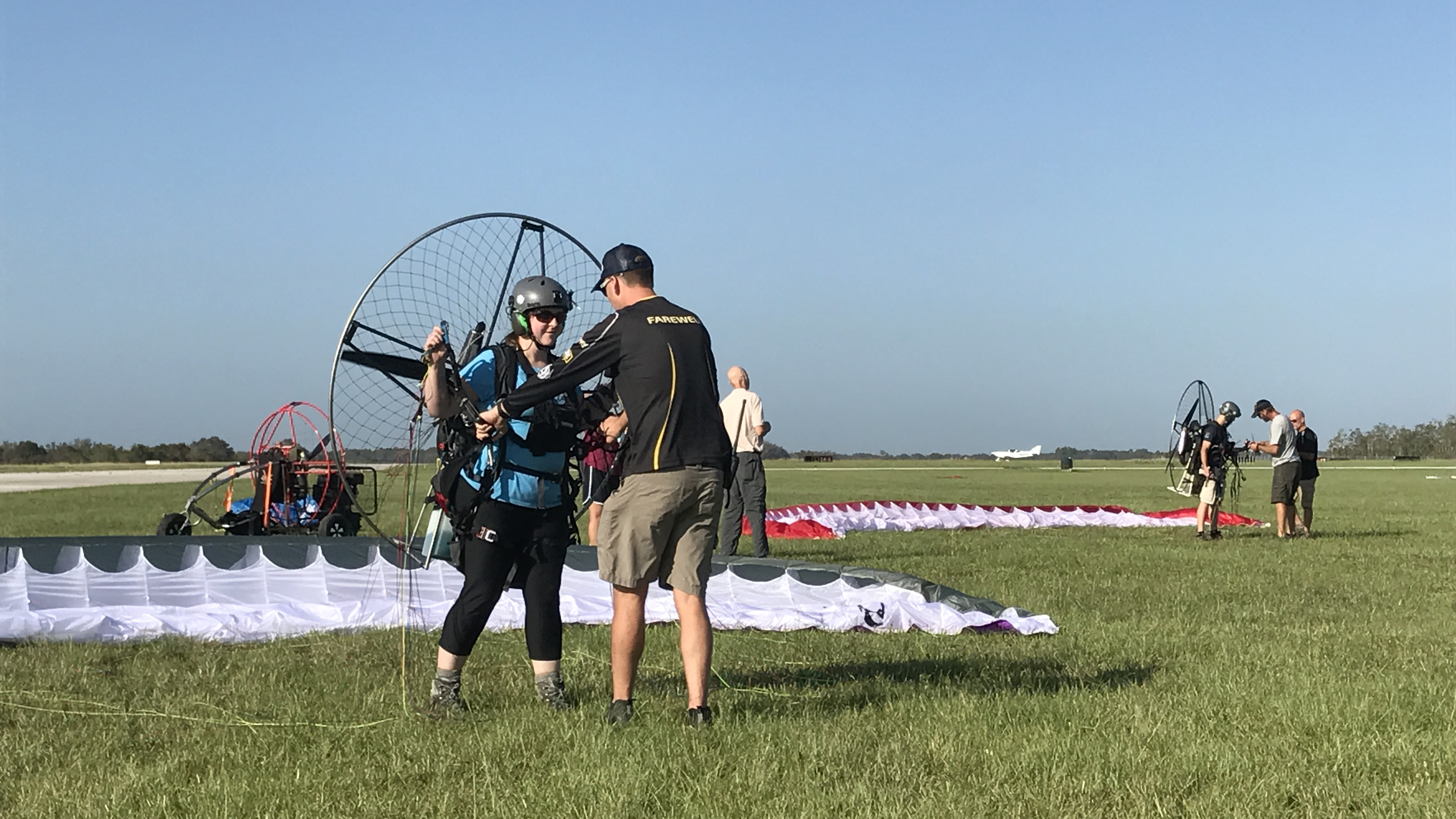 Flying powered paragliders