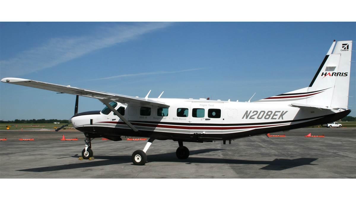 Harris uses this Cessna Caravan single-engine turboprop for flight testing of the ADS-B ground station network. It’s based in Rochester, New York.