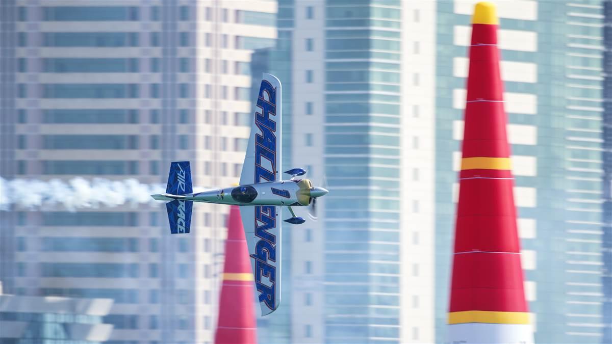 Challenger pilot Dario Costa of Italy performs during the Challanger Cup at the first round of the Red Bull Air Race World Championship in Abu Dhabi, United Arab Emirates on February 3, 2018. // Naim Chidiac/Red Bull Content Pool // AP-1UNGJV81W2111 // Usage for editorial use only // Please go to www.redbullcontentpool.com for further information. //  Pilot Briefing August 2019