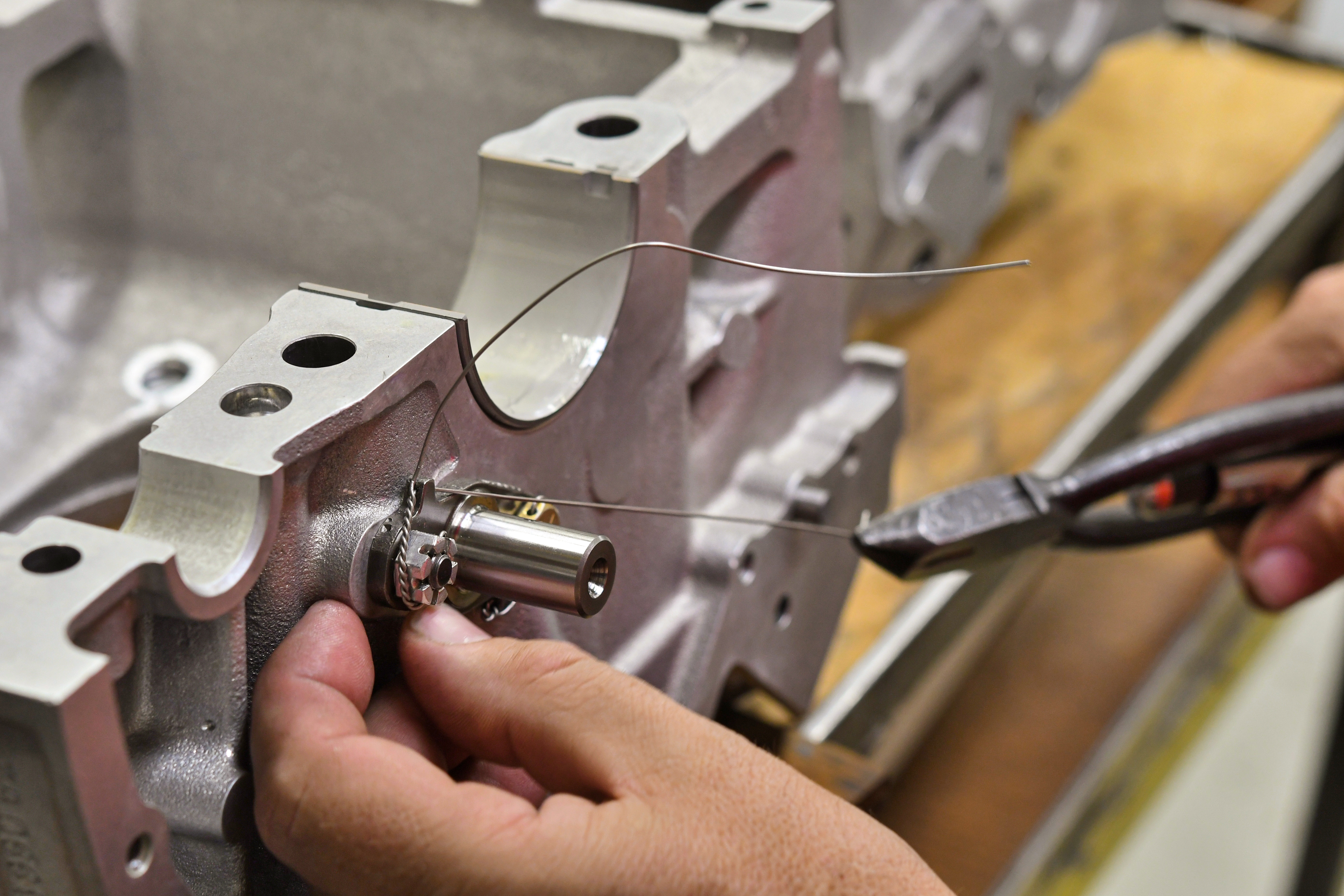 Thunderbolt technicians take pride in precise safety wire work and applicants to the program are judged on their expertise.