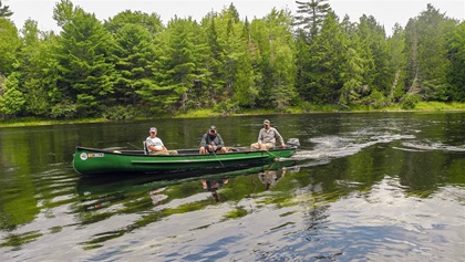 The wooden canoes powered by 10-horsepower engines are local works of art. The tranquil St. Croix River forms the border between Maine and New Brunswick, Canada, and makes for remarkable fishing.