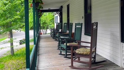 The White House is one of the original buildings from the 1800s tannery days and today provides an inviting porch for sharing fish stories and—when pilots are around—hangar tales.