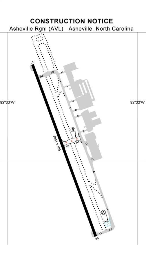 Check Notams for the latest news and procedures for a major runway construction project (dashed lines).