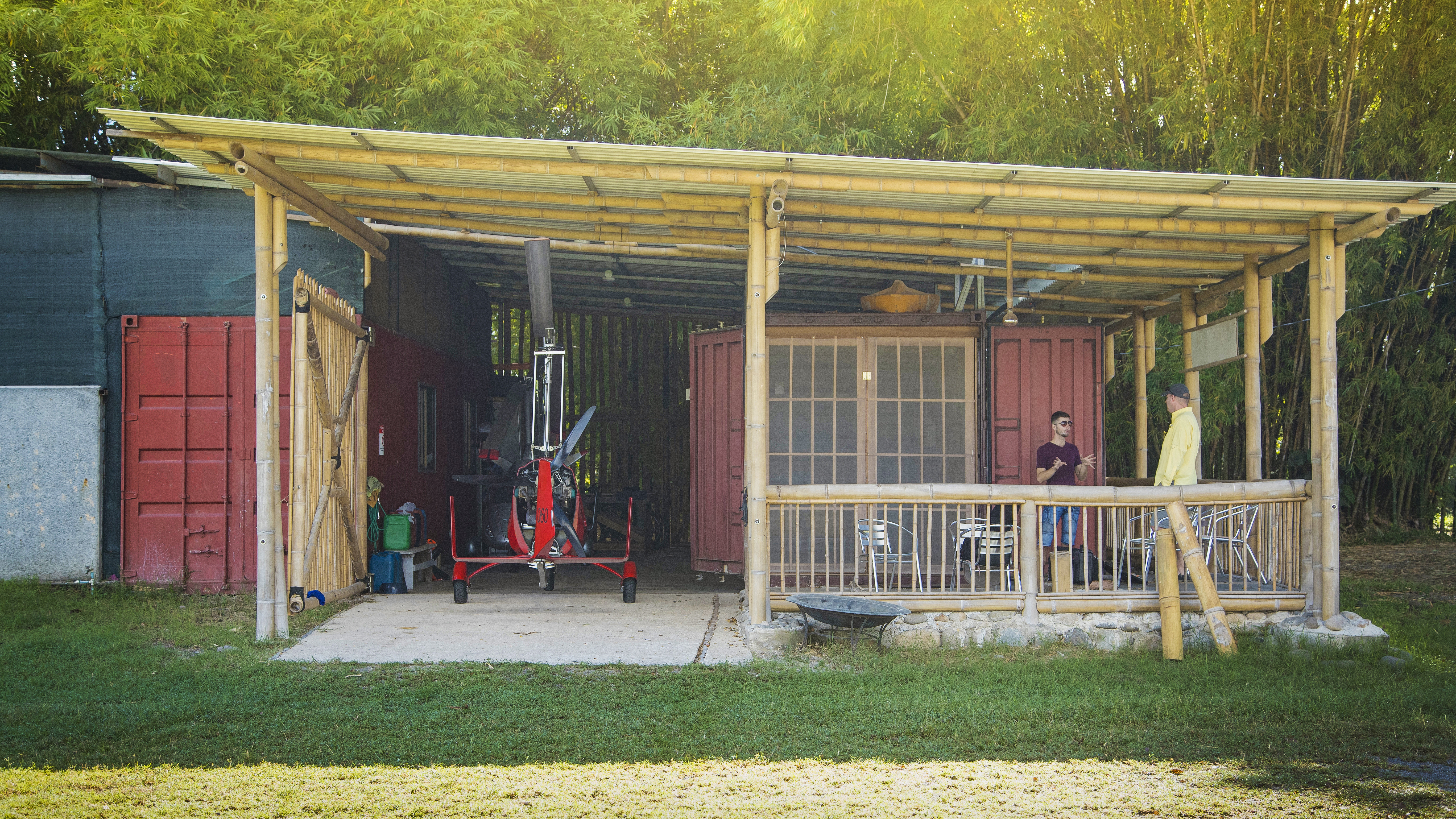 It’s all creatively built from a shipping container and bamboo, which Frank Nierhoff sought for its renewable properties.