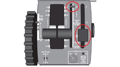 The landing flaps have been selected, but the flap position indicator shows they remain in the Up position.