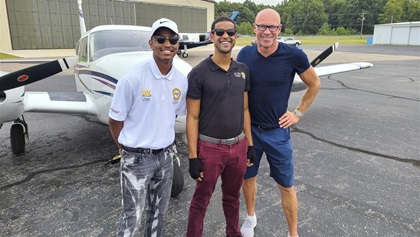 Jonathan Gray, Zach Douglas, and their CFI Endre Holen at Luke Weathers Academy in Mississippi.
