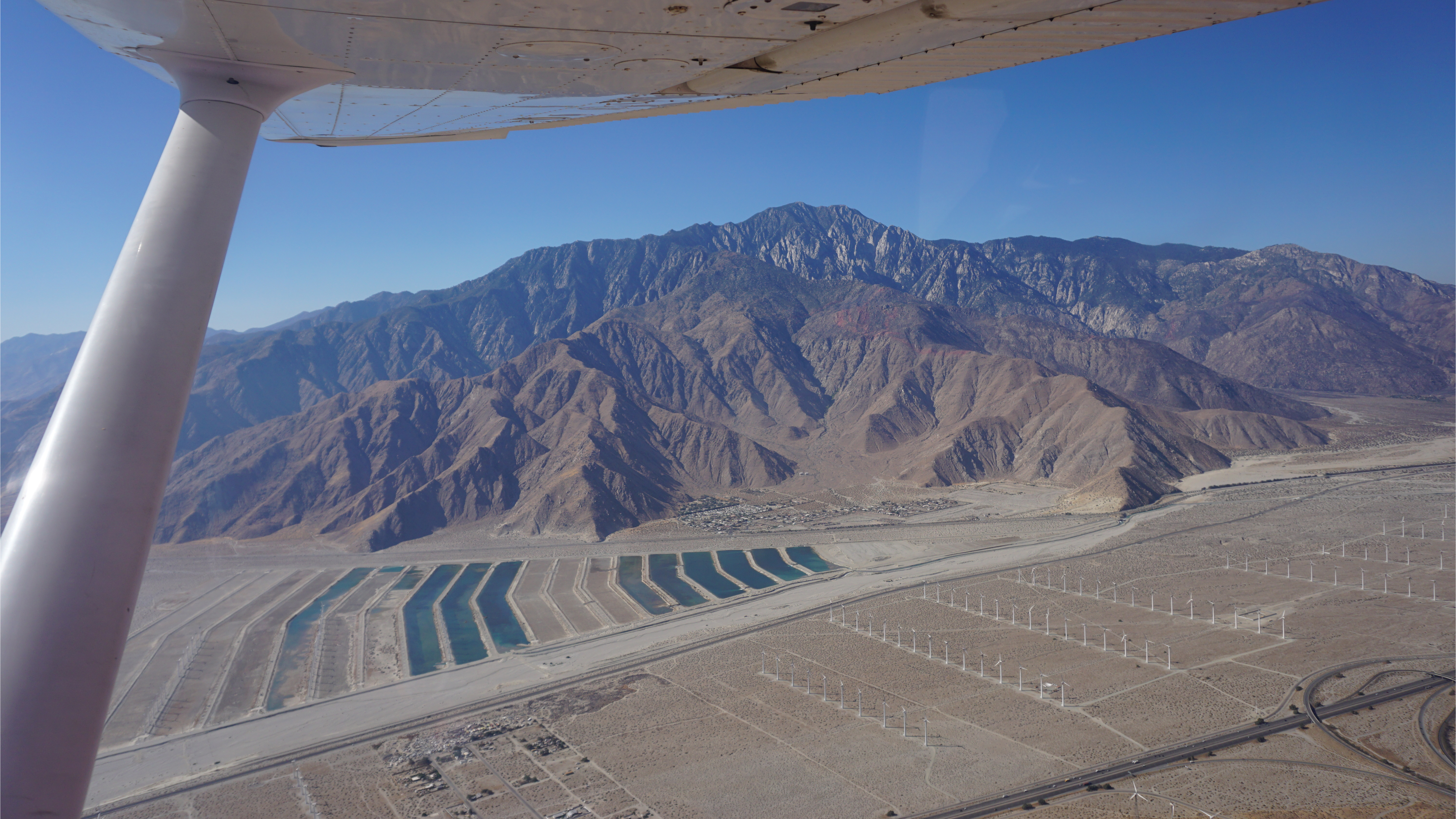 Flying over the wind farm just beyond the Banning Pass on a dead calm day.