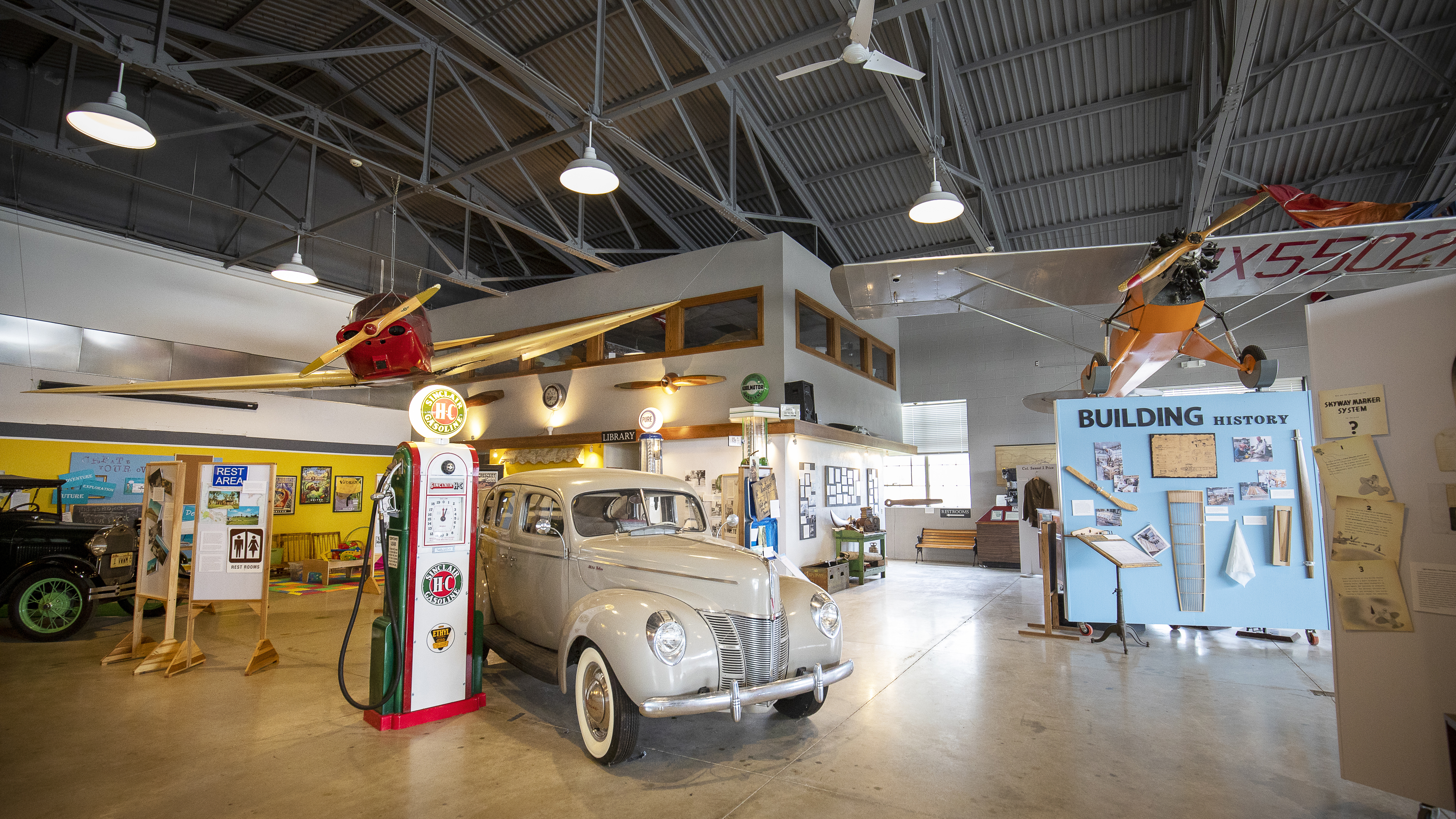 You'll discover unique aircraft and automobilia from the early twentieth century. Don’t miss the museum’s research library located on the second level.