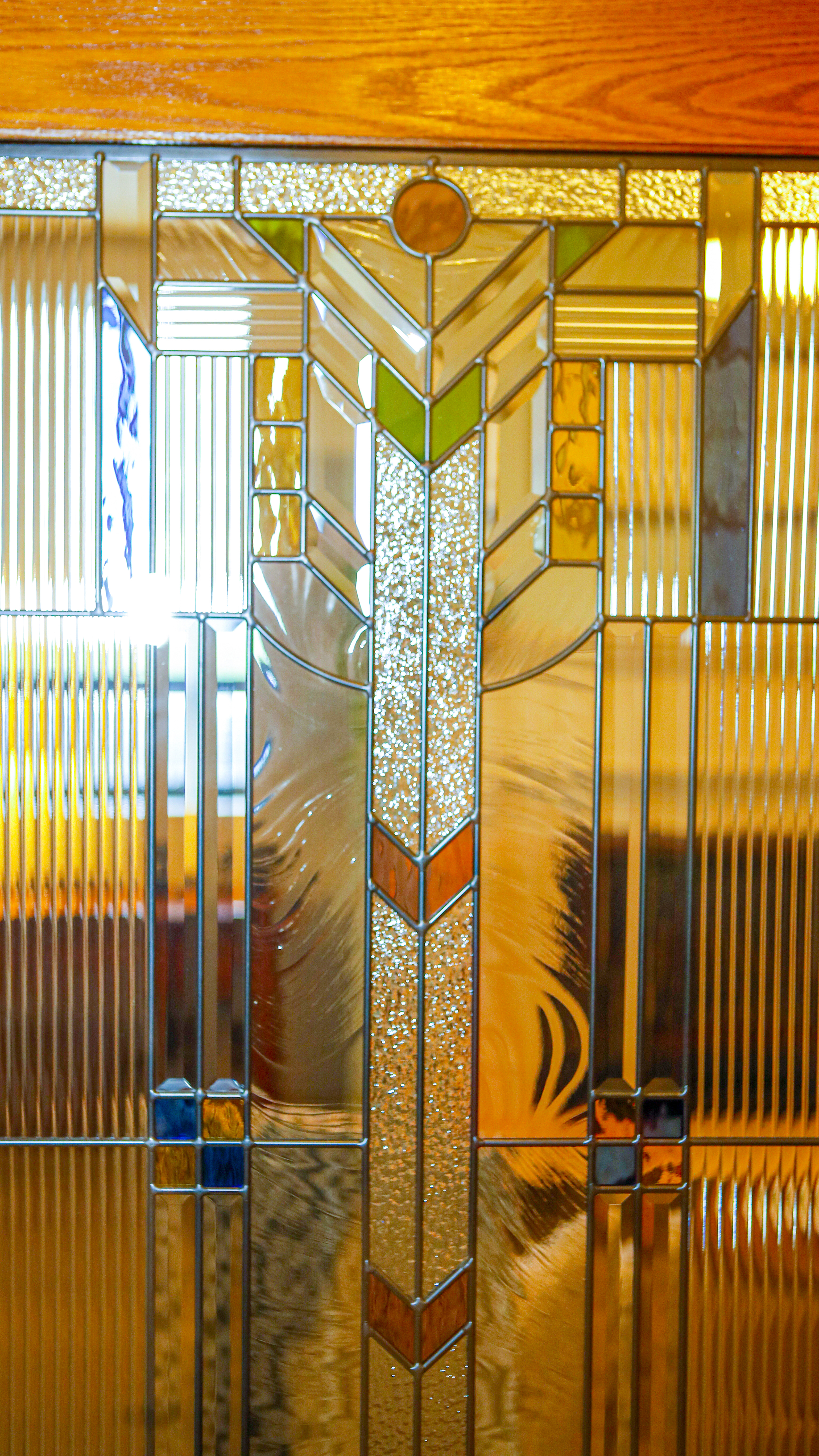 Detail of an Art Deco glass door.