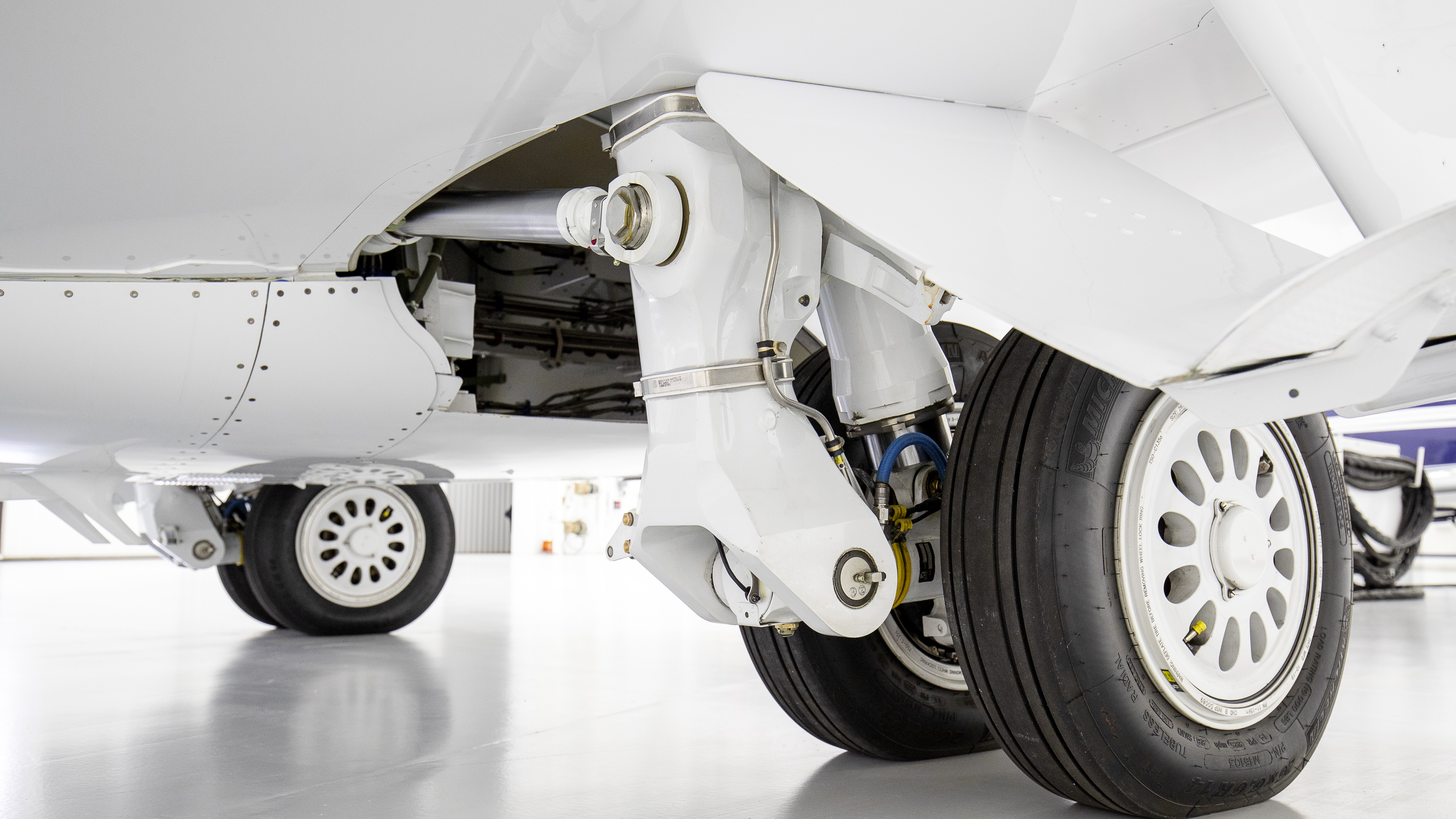 Brakes are powered by redundant hydraulic systems.