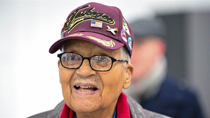 Retired Tuskegee Airman Col. Charles McGee, an aviation veteran of three wars, pilots a Cirrus SF50 Vision Jet from on a round trip flight from Frederick Municipal Airport in Frederick, Maryland, to Dover Air Force Base to help celebrate his 100th birthday, Friday, Dec. 6, 2019. Photo by David Tulis/AOPA.