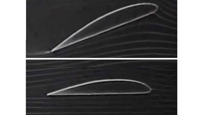 A wing flying at a high angle of attack creates a large turbulent air zone behind the wing. Lowering the angle of attack minimizes the resulting drag. The Secret of Flight by Alexander Lippisch, University of Iowa