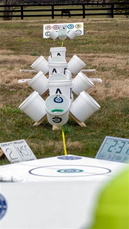 An open test lane (with 5-gallon buckets) at a March 2020 event impressed many firefighters and police officers.