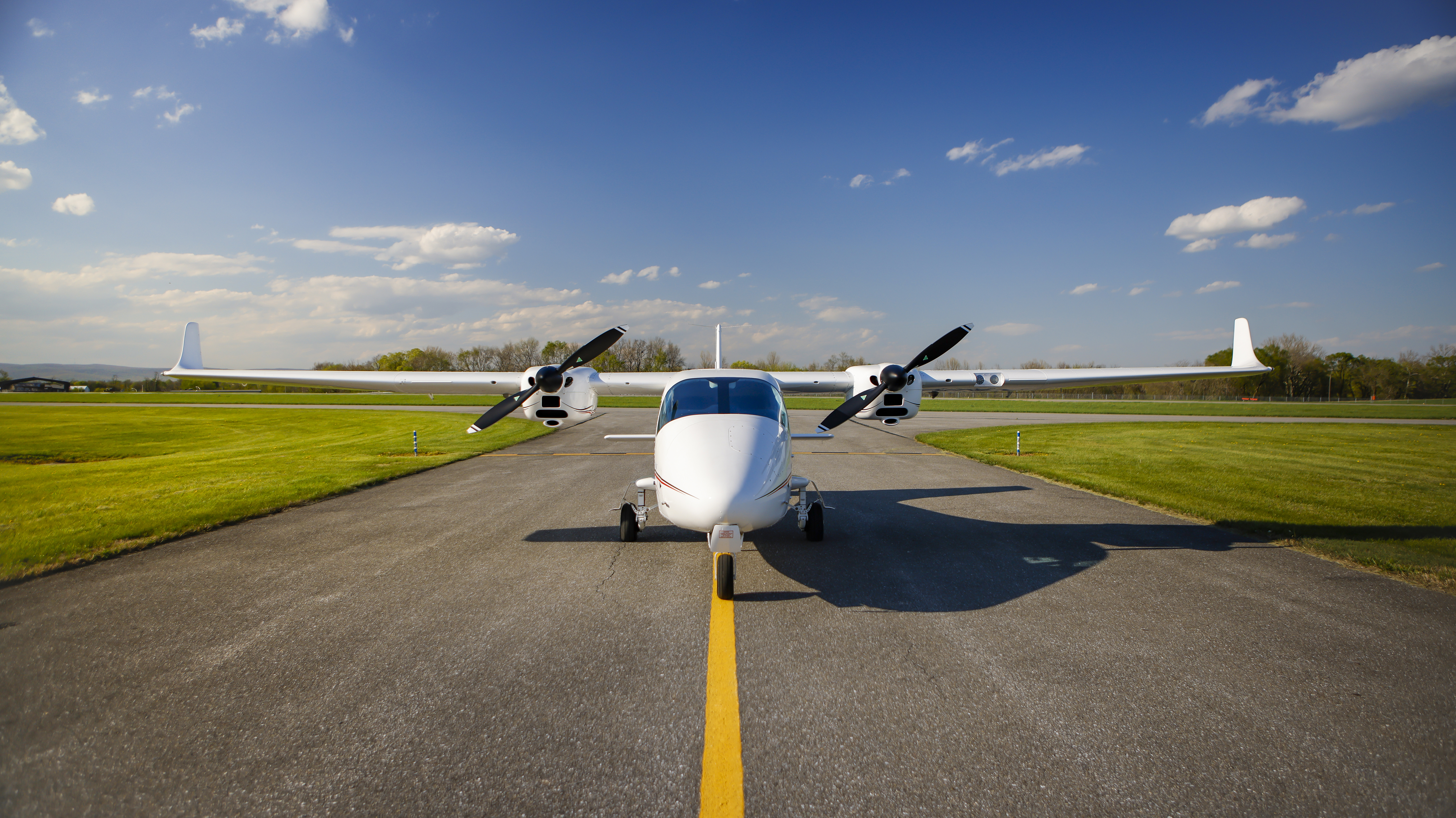 Winglets give the somewhat boxy twin a more rakish look.