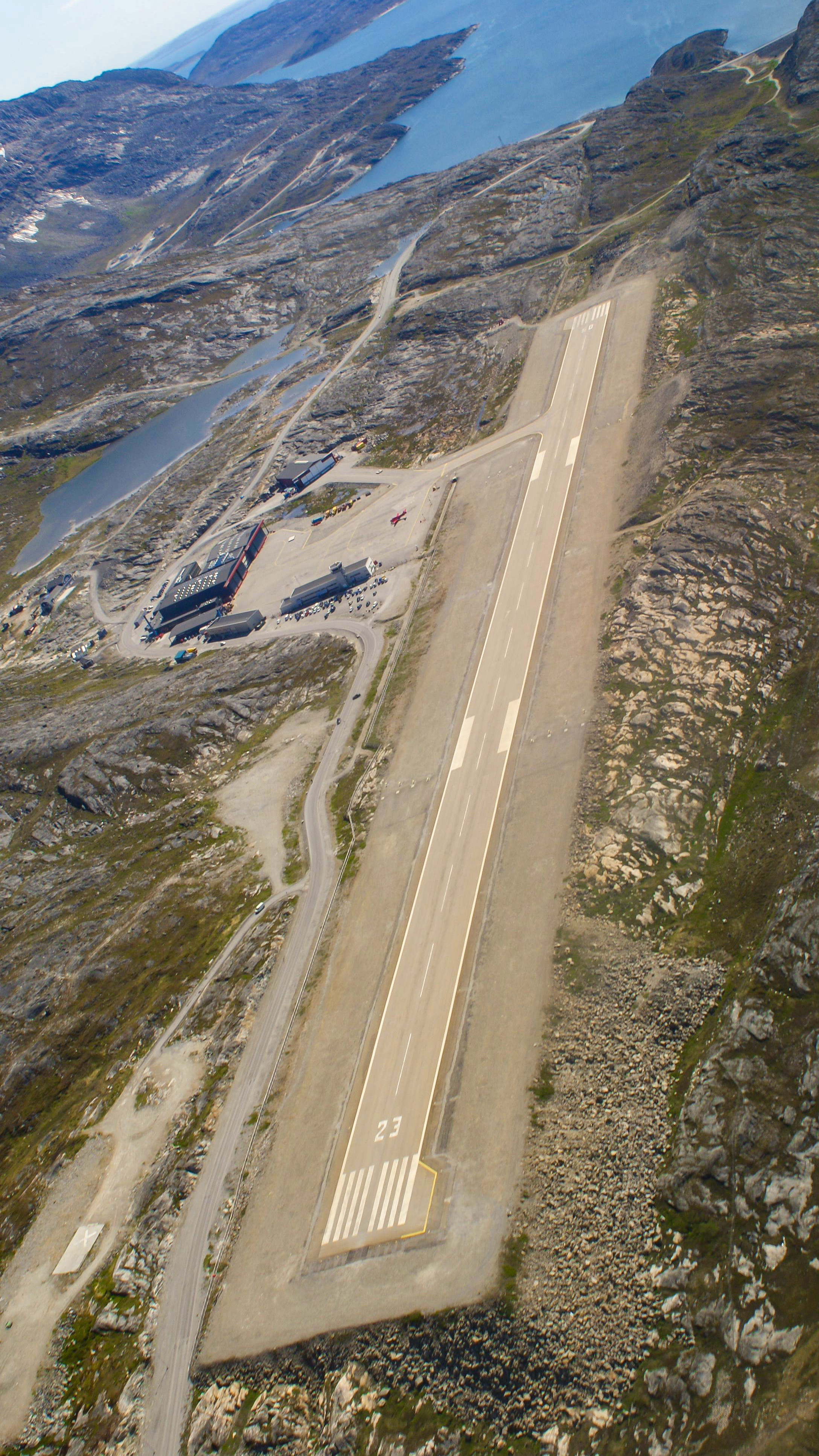 Nuuk isn’t plagued with as much terrain, but its runway, at 3,117 feet long, is on the short side and sits on top of a mesa.