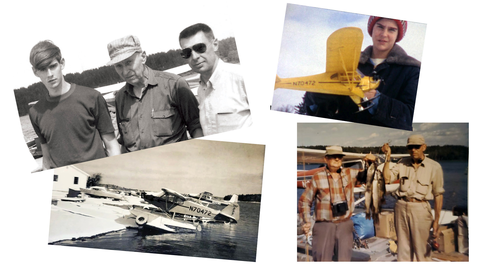 Minnesotans tend to be stoical (note the photo formality and lack of smiles from John, Fred, and Bob Mohr above) by nature—but not me! I was so touched when John hand-built this mini-me model that I wanted to snap roll. My former colleague, a Cessna 180, is fast and powerful, but I’m no slacker. Watch me fly this deer carcass off a frozen lake. Or a stringer of walleye. I carried all the lumber to build remote cabins, and even flew boats and box springs for beds out to them.