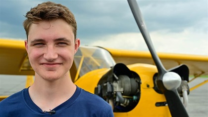 Young Pilots USA founder and student pilot Luc Zipkin, 16, embarkes on a cross country flight from Connecticut to California in a vintage Piper J-3 Cub to raise aviation awareness for youth and for public benefit outreach. Photo by David Tulis.