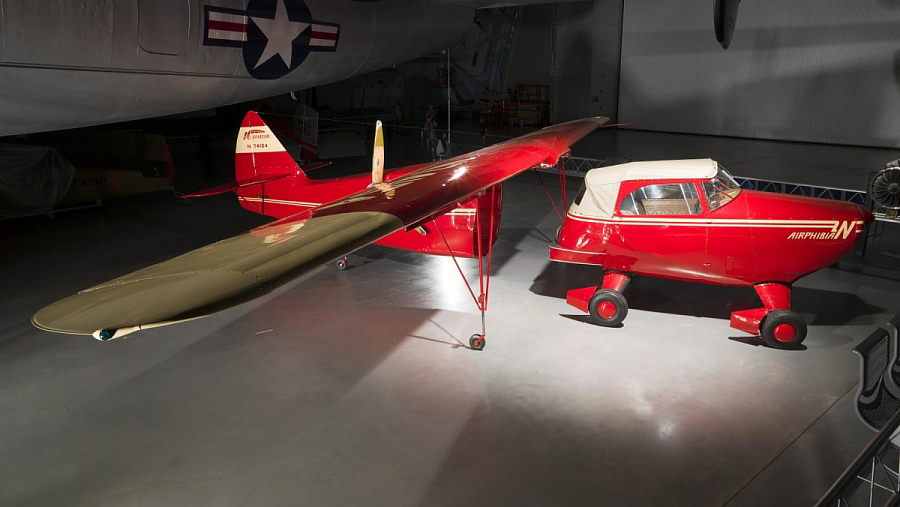 High one-quarter front right side view of Continental Inc FA-3 Airphibian [Fulton Airphibian FA-3-101] (r/n N74154) (A19600127000) on display at the Smithsonian National Air and Space Museum Udvar-Hazy Center, Chantilly, Virginia