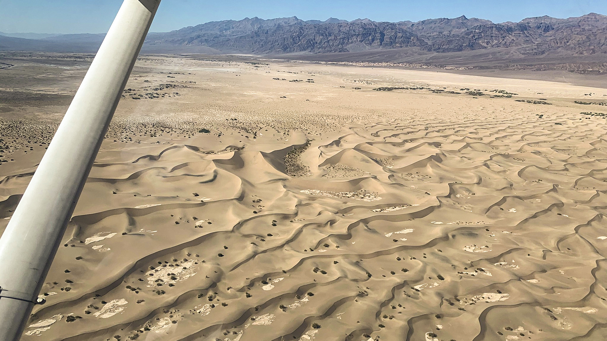 Flying over the Mesquite Flat Sand Dunes. Photography by the author.
