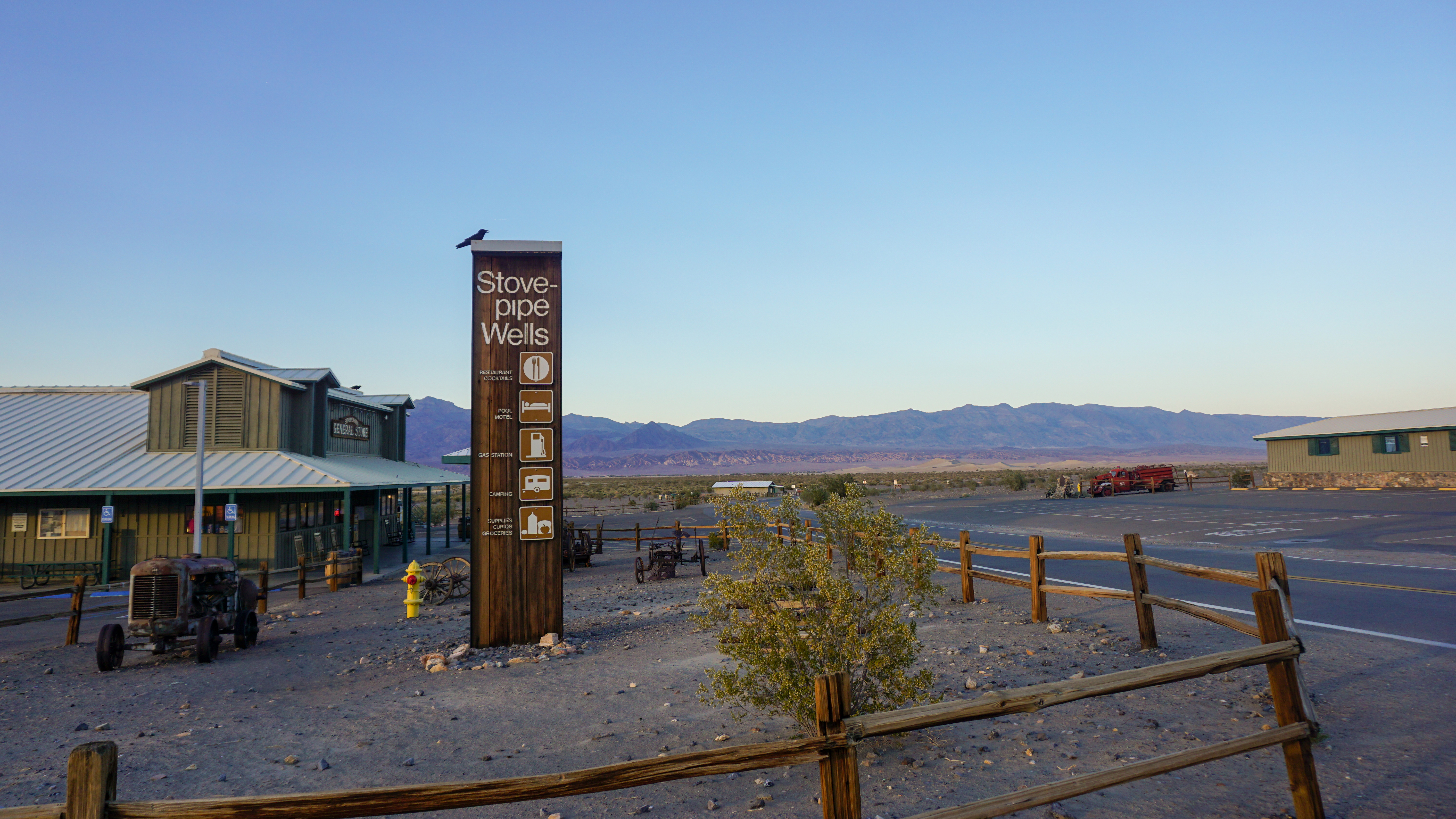 The information sign at the well-stocked general store and gas station.