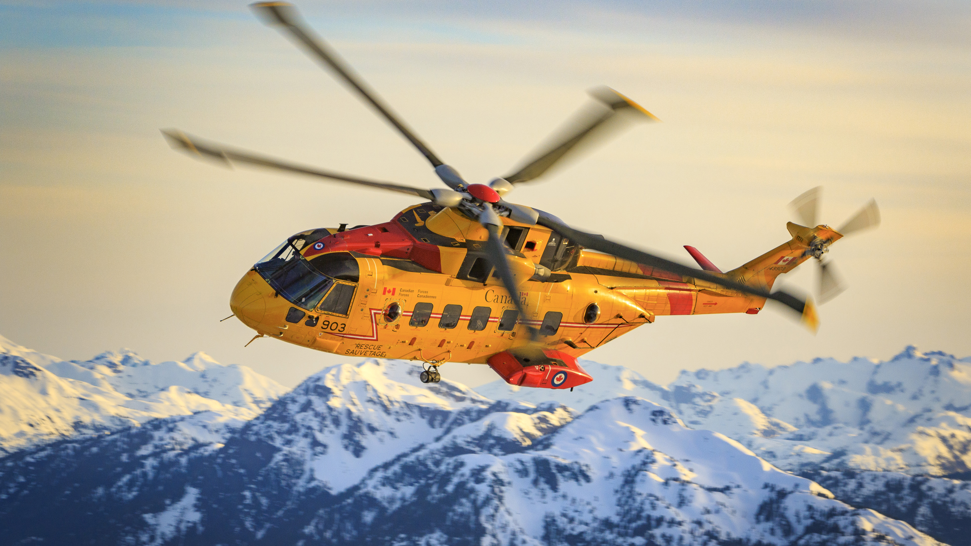 Moffatt stood on a mountain to capture this shot of the CH–149. "This showcases the operating environment of AgustaWestland CH–149 Cormorant SAR [search and rescue] helicopters. It’s an incredible life-saving instrument. The mountains are a typical working environment for the CH–149, and these are approximately 15 minutes from the base at CFB Comox. The pilot flying the Cormorant is a great photographer and knew how to do photo passes to show the helicopter in its working environment. At 125mm focal length, full frame, it’s a big helicopter to photograph.”