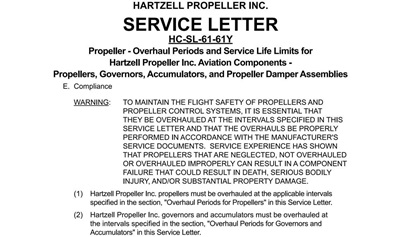 This Hartzell service letter sure tries hard to convey the notion that overhauling props and governors at TBO is compulsory, but it isn’t.