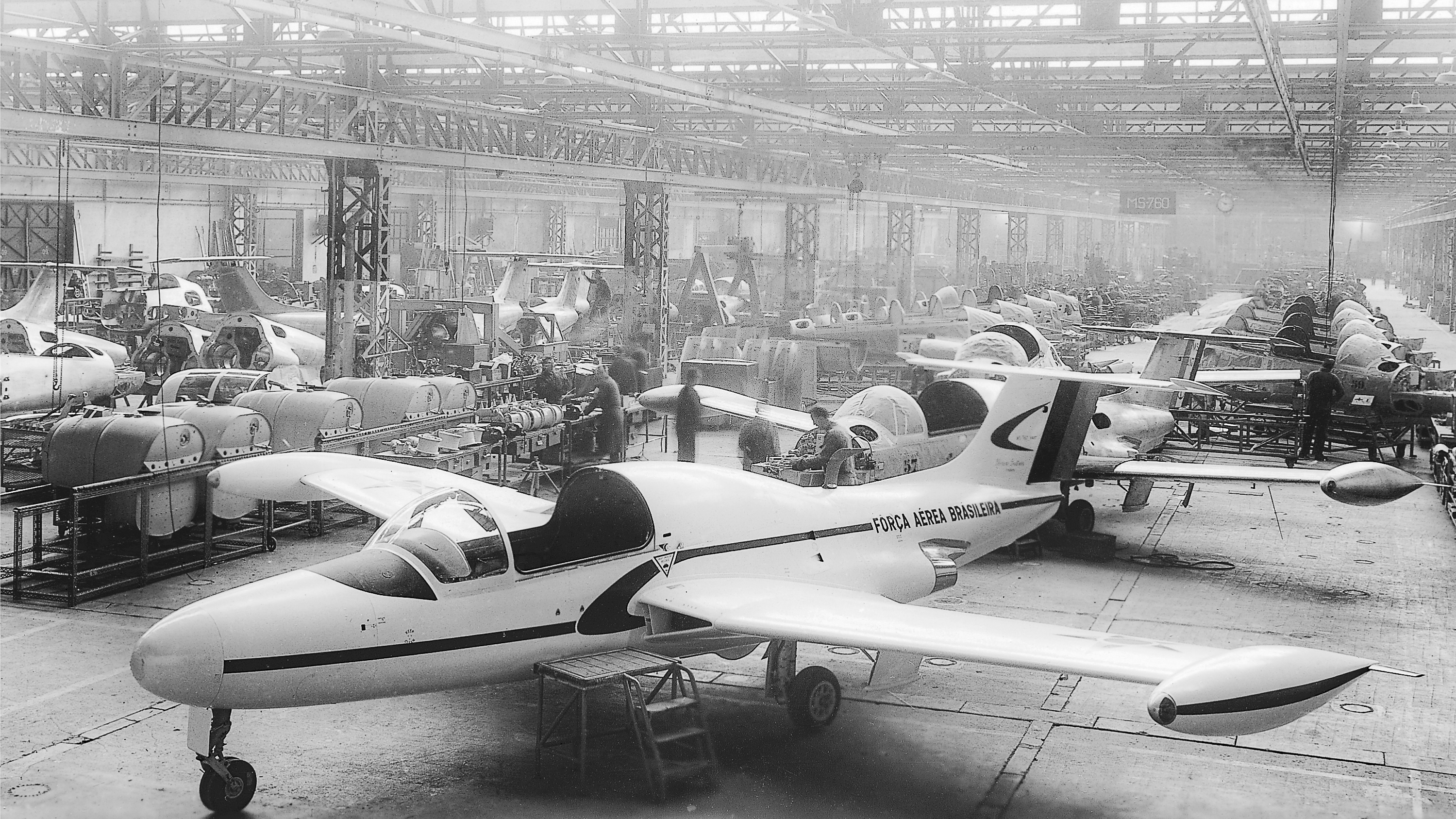 Paris Jets being assembled in the building that still exists today at the Tarbes, France, airport. (HERITAGE MORANE-SAULNIER DAHER)