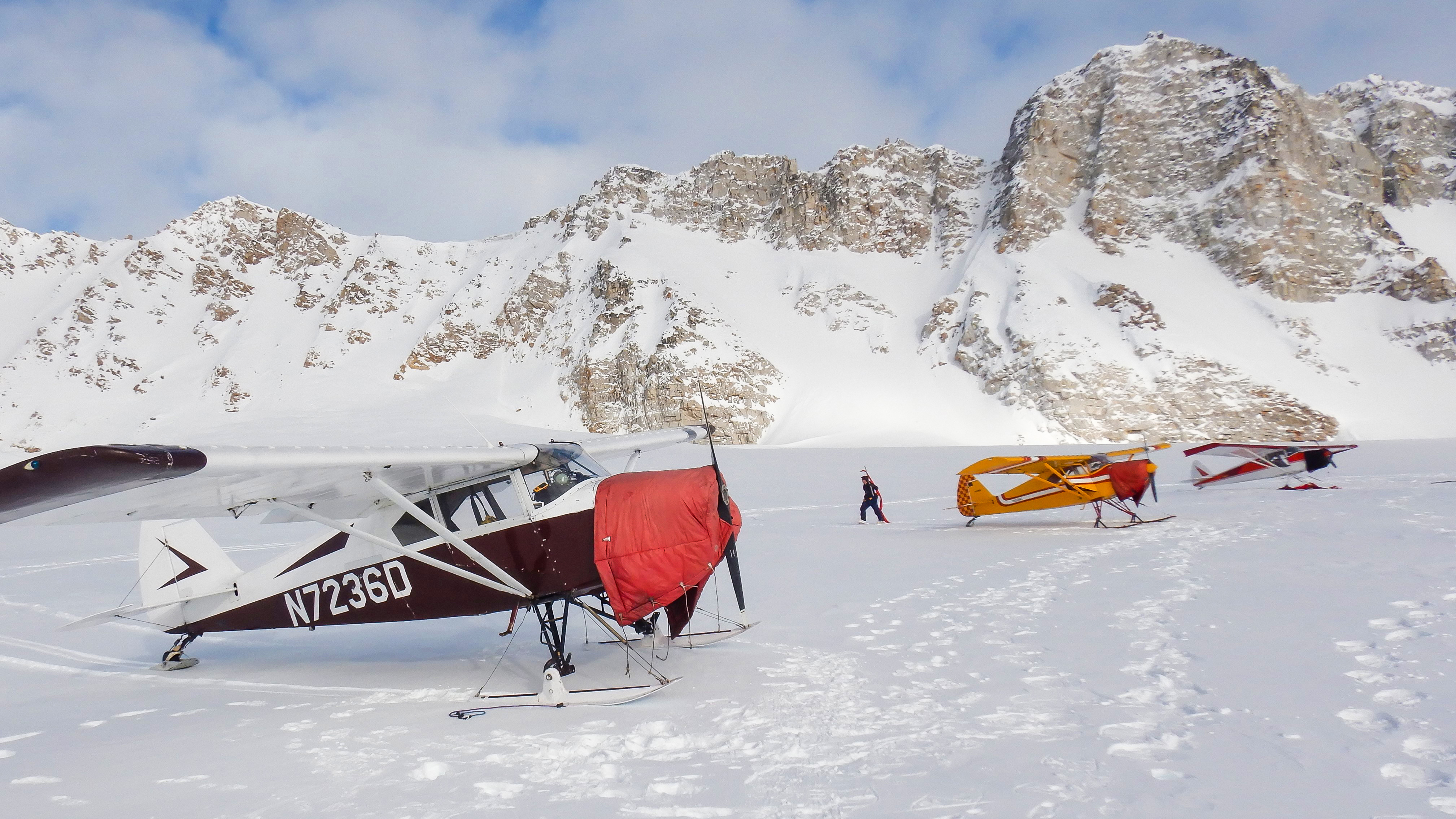 Trainers on skis on Christiansen Lake.