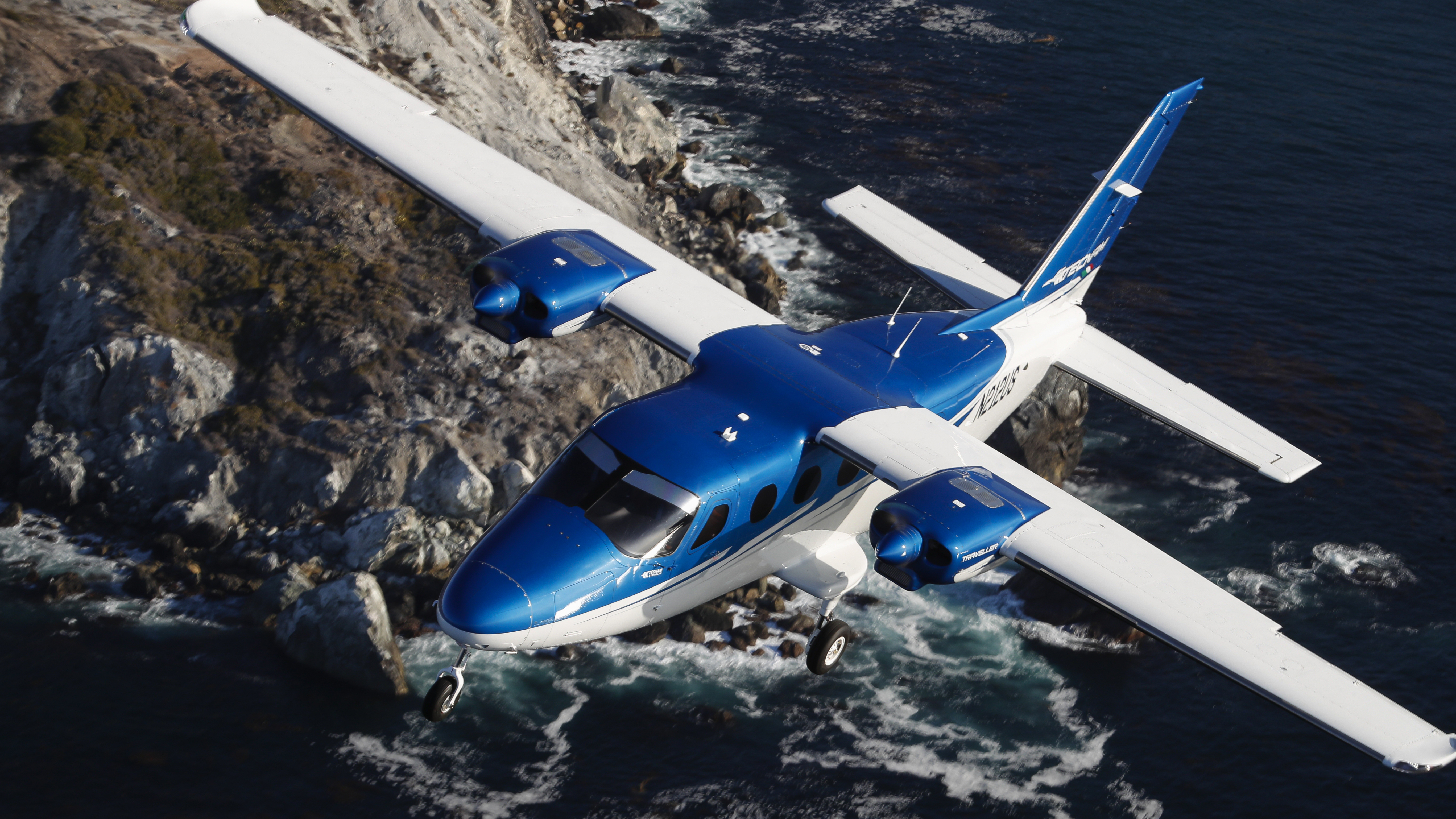 Tecnam's P2012 Traveller in flight.