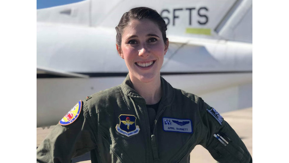 Laura Barnett, who soloed at South Norfolk Airport, now serves in the U.S. Air Force.