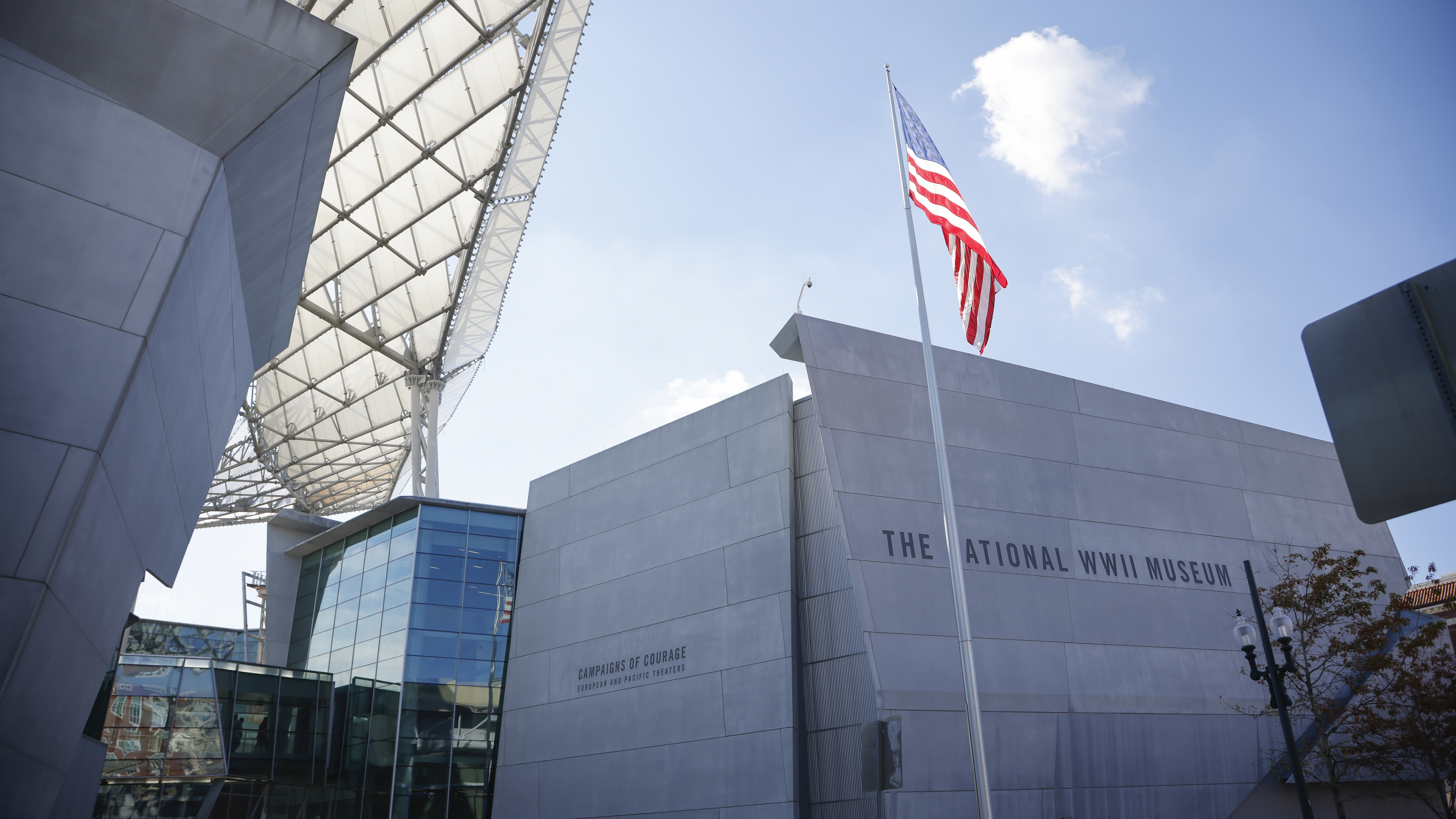 Its concrete-slab edifice is imposing.