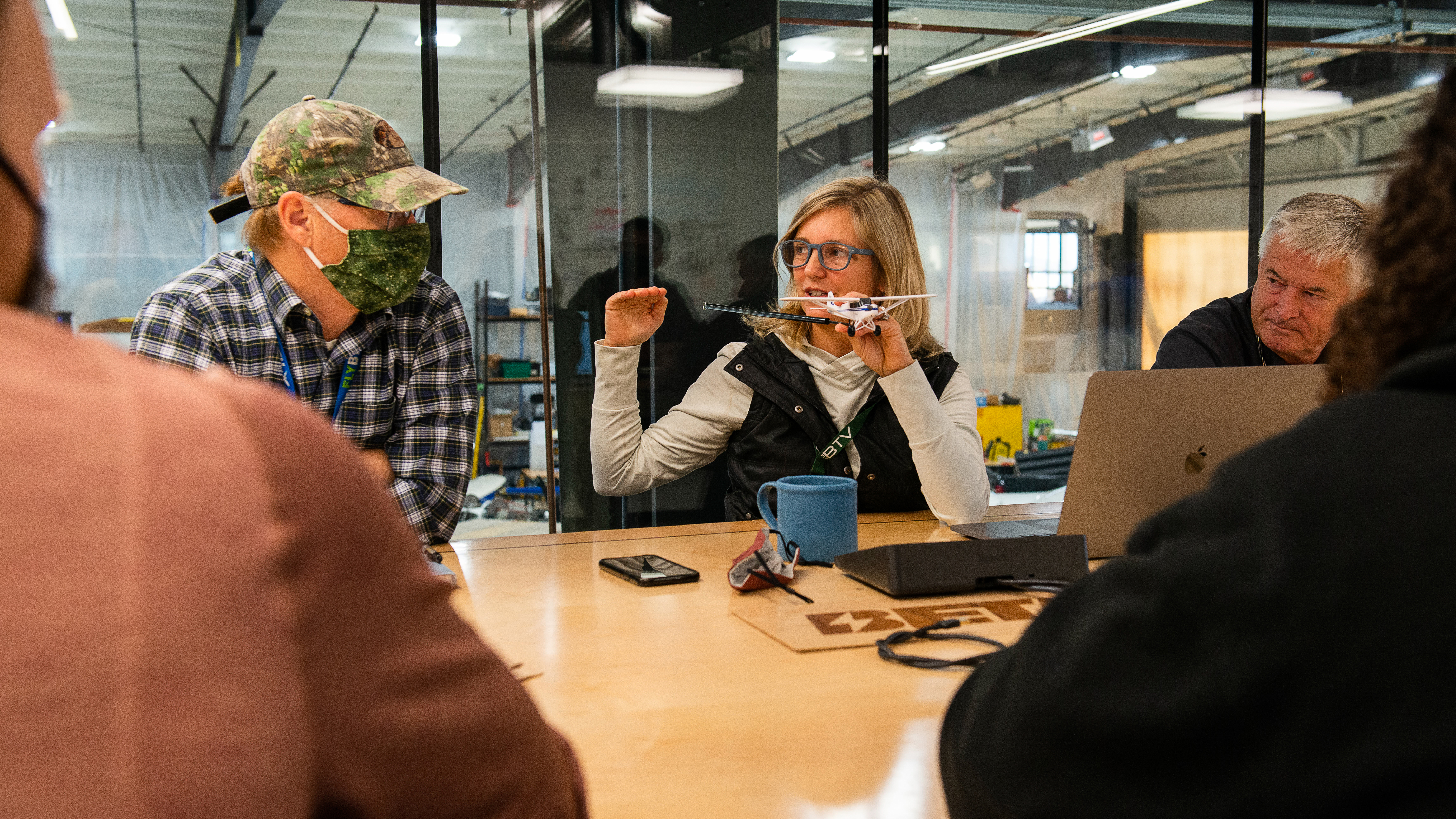Beta team member Laura Caputo leads a ground school for Beta Technologies staff.