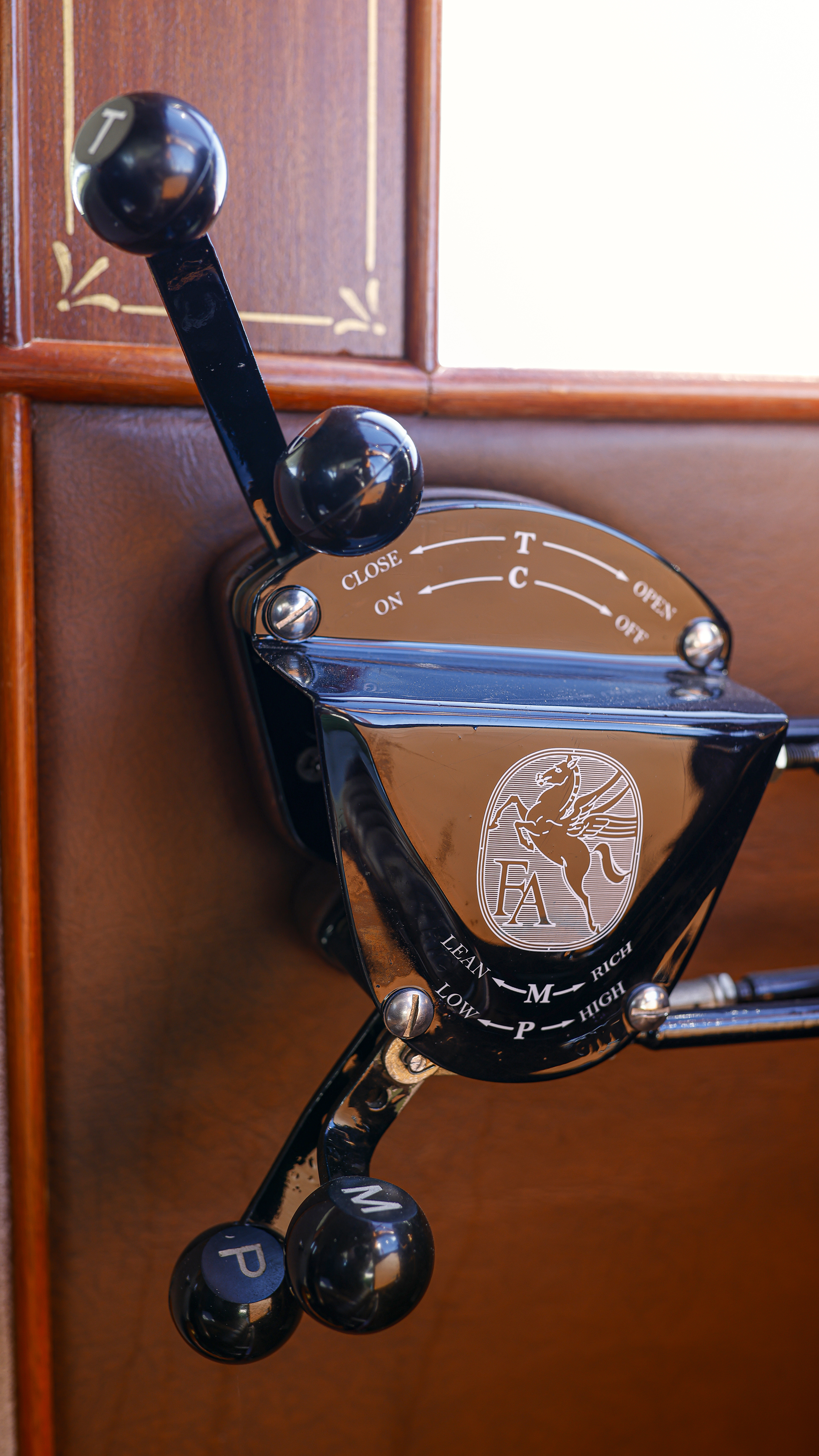 The Fairchild Aircraft winged-horse logo appears on the throttle quadrant and the rudder pedals.