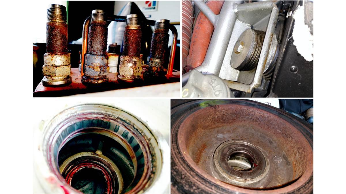 Some prebuy lowlights: rusted spark plugs, sagging engine shock mounts, rusted and warped brake disc, bad wheel bearings.