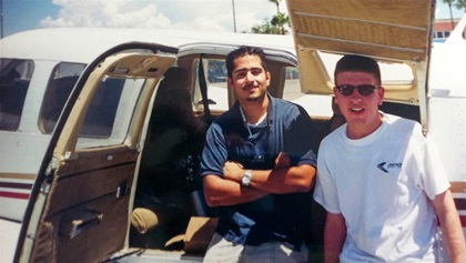 Cyrus Sigari and Ben Marcus preparing to fly to Purdue University for their first year of college.