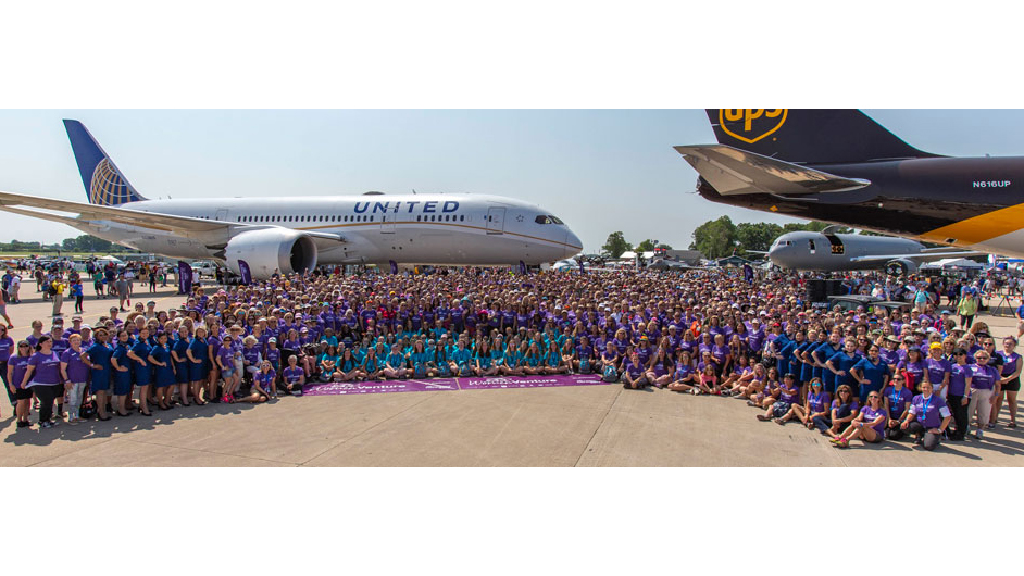 The annual photo opportunity at EAA AirVenture celebrates the number of women who attend the big show each year.