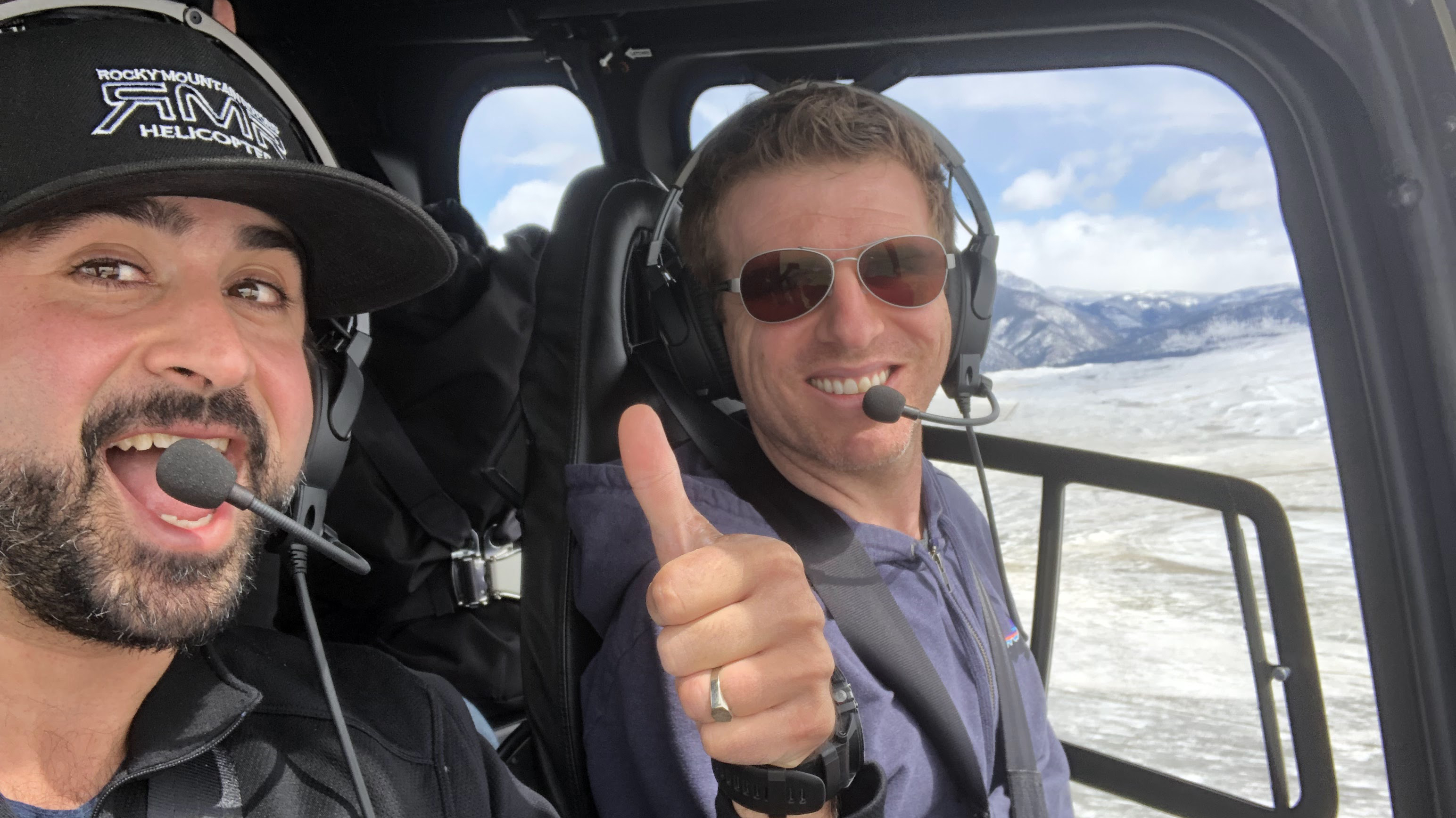 Cyrus Sigari’s thumbs-up says it all. He loves to open up minds to the wonders of owning your own helicopter. Although mostly a machine built for fun, it has also served his business well, as partner Ben Marcus can attest.