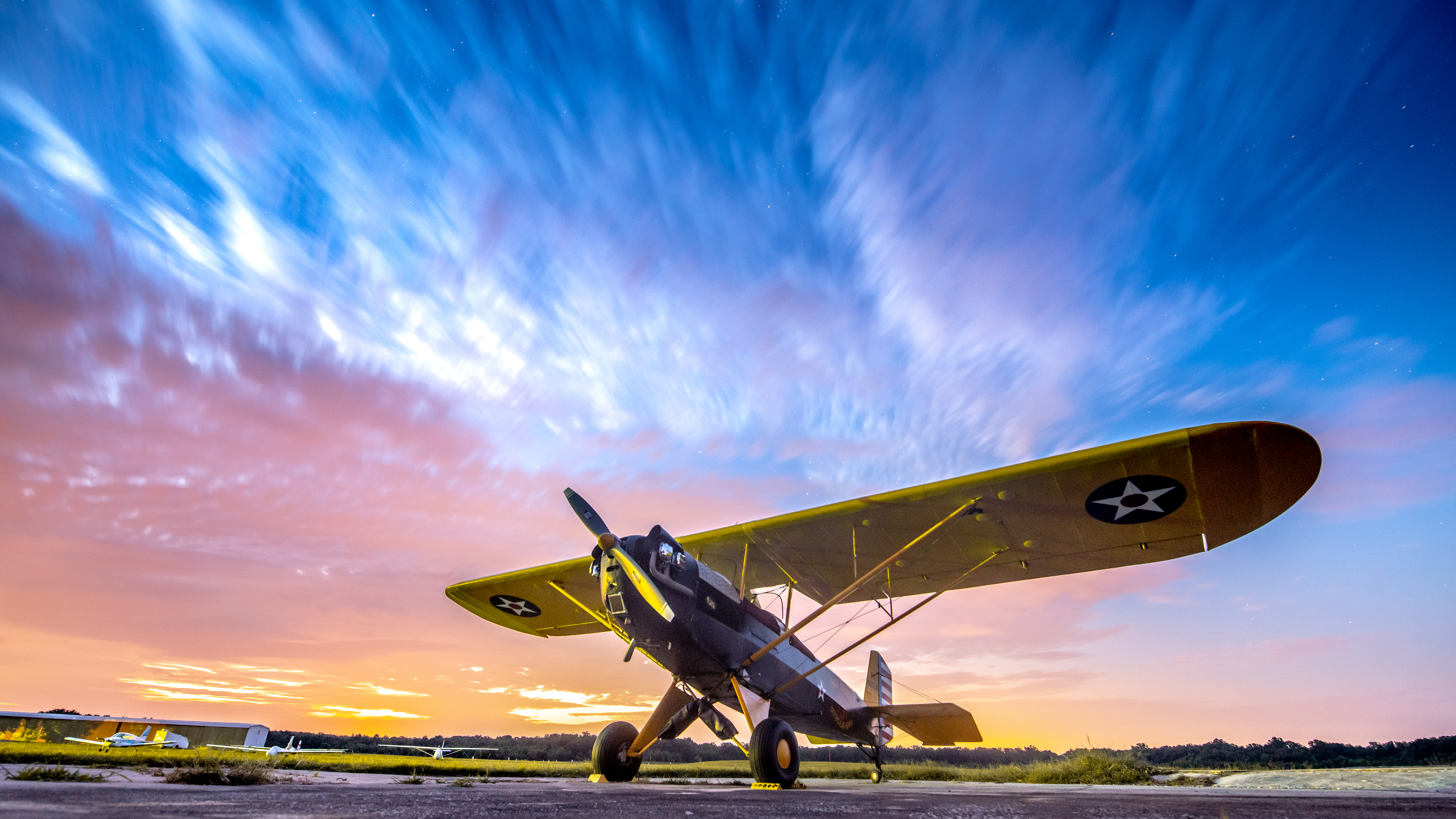 Pietenpol at Massey Aerodrome on Maryland’s Eastern Shore. "This is my airplane at Massey Aerodrome (MD1) where I used to keep it. I think it’s the greatest little airport in the world. I did not learn to fly at Massey, but it is where I really became a pilot under the mentorship of wise aviators who congregate there. This is at sunrise, and the photo is as much about the sky as it is the airplane. I wanted to tell the story of the object and not just show the object itself. Context is content.”