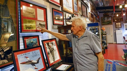 Hammonds is proud of flying the U.S. Air Force F-15 and displays the photo prominently in his hangar museum. “It was a wonderful experience for a guy like me.”